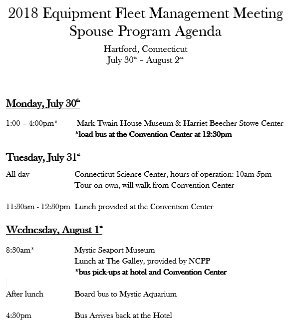 EMTSP National 2018 Spouse Agenda